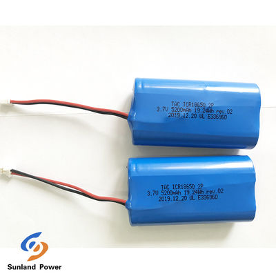 3.7V リチウムイオン電池 ICR18650 1S2P UL2054 ランプ用